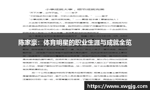 陈家豪：体育明星的职业生涯与成就全览